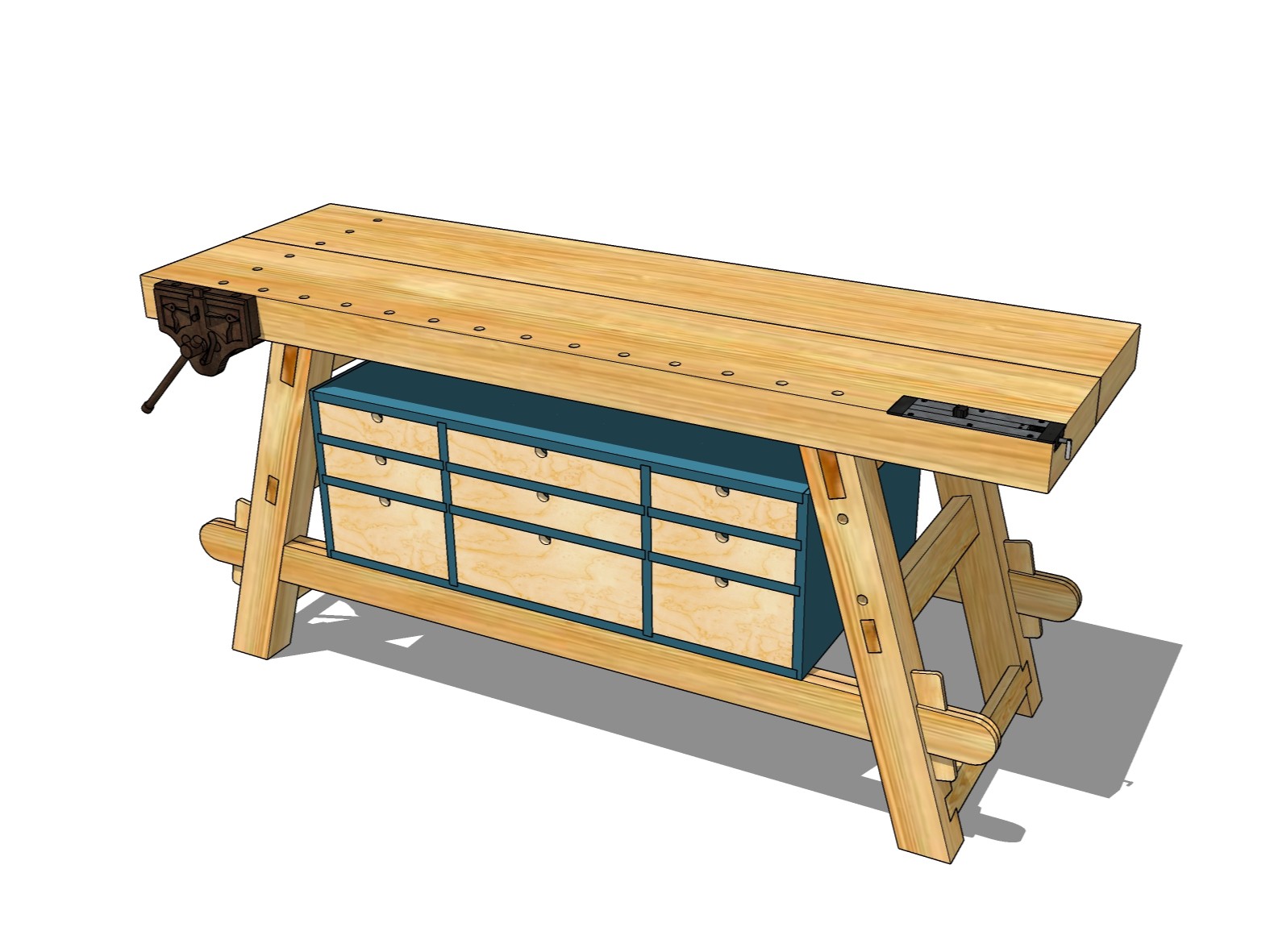 摩拉维亚斜腿木工桌0