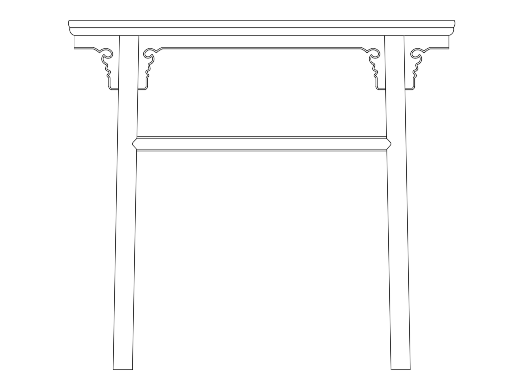 明代黄花黎夹头榫带屉板小条案0