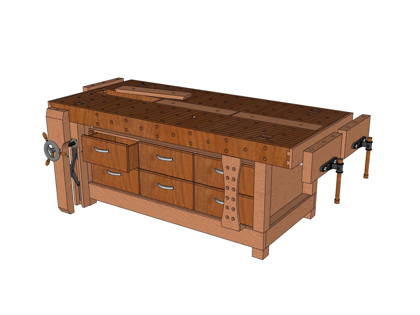 全抽屉四夹具木工桌0